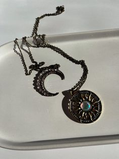 Illuminate your day and night with our celestial charmed sun & moon pendant necklaces.  These pendants are on a 24 inch bronzed chain, please avoid harsh chemicals and excessive moisture to maintain the bronze. Celestial Sun, Moon Pendant Necklace, Lincoln Park, Moon Pendant, Sun Moon, Day And Night, Pendant Necklaces, Jewelry Necklace Pendant, Jewelry Necklaces