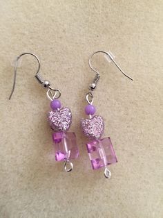 Earrings in pinkish/ purplish sparkle Princess Earrings, Beaded Jewelry, Etsy Earrings, Etsy Accessories, Accessory Gift, Sparkle, United States, Ships, Electronic Accessories