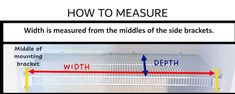 a diagram showing how to measure the width of a metal shelf