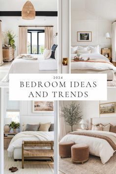 bedroom ideas and trends for the new year's eve in neutrals, whites and browns