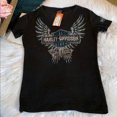 New With Tags Harley Davidson Tee Black Western Graphic Tee, Harley Davidson Shirts, Harley Davidson Decor, Harley Davidson Y2k, Harley Davidson Tshirt, Harley Davidson Clothing, Thrift Inspo, Western Graphic Tees, Harley Davidson Tee