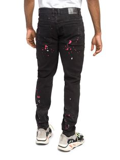 Victorious Men's Casual Stacked Distressed Paint Splatter Biker Jeans DL1418  | eBay Paint Splatter Cotton Jeans For Streetwear, Casual Cotton Jeans With Paint Splatter, Cotton Paint Splatter Jeans For Streetwear, Casual Paint Splatter Jeans For Streetwear, Spring Streetwear Jeans With Paint Splatter, Casual Fitted Jeans With Paint Splatter, Urban Style Paint Splatter Jeans For Streetwear, Biker Jeans, Denim Material