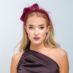 Fashionable thick headband with beautiful stiffened bow decoration. It has also veiling in similar burgundy shade. It is made of the highest polish 100% velvet. Beautiful handmade headband for many occasion and outfits. Perfect for the elegant, classic, extravagant and modern looking.  Ready to shipped in 4-7 working days. If You want to change something please write to me. I can personalized Your order (the price cn be different). RETURNS AND EXCHANGE DETAIL Returns must be made within 14 days (date on the post mark is important). RETURNS FROM OUTSIDE EUROPEN UNION - we accept but they are not fully refounded. Please note that shipping fees are not refundable.  We also LEAVE APPROXIMATELY 25-30% FEE - it is cost of custom duties, that we have to pay for importing returned item. RETURNS FR Elegant Satin Bow Headband, Evening Headband With Satin Bow, Adjustable Satin Bow Headpiece For Party, Party Satin Bow Headband, Party Headband With Satin Bow, Formal Bow Headband, Elegant Bow Headband As Gift, Formal Headband With Satin Bow, Ribbon Headband For Parties