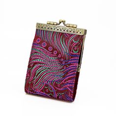 Mother's day gift,Brocade peacock pattern card wallet with RFID protection, accordion style, kiss clasp frame #wallets #CreditCardWallets #Cathayana #RFID #LadyWallets #AccordionStyle #RfidBlocking #RfidProtection #CardHolders #GiftForMom Handmade Bifold Coin Purse For Daily Use, Rectangular Purple Clutch Gift, Rectangular Purple Clutch For Gifts, Purple Rectangular Clutch For Gifts, Multicolor Wallets With Card Slots For Gift, Multicolor Wallets With Card Slots As Gift, Purple Coin Purse With Card Slots As Gift, Pink Coin Purse With Cell Phone Pocket For Gift, Rectangular Clutch With Cell Phone Pocket As Gift