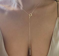 "- Gold circle size: 10mm diameter - Gold bar size: L-30mm, W-2mm - Chain size: 22\" ....30'' - Material 14k yellow gold Please contact us before placing the order if you have any custom requests." Gold Coin Choker, Gold Lariat Necklace, Women's Circle, Bar Jewelry, Gold Bar Necklace, Gold Circle, Yellow Gold Chain, Circle Necklace, Gold Bar