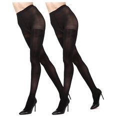 When you want your tights dark as night, these are your go-to pair. With a control top to shape and smooth, these opaque tights are casual enough to go with a day-to-day outfit and dressy enough for a night on the town. Breathable nylon makes long time wear a breeze. And this two pack means more bang for your buck. You've never looked more sophisticated Black Stretch Smoothing Hosiery, Black Smoothing Stretch Hosiery, Compressive Black Smoothing Hosiery, Black Compressive Sleek Legwear, Black Smoothing Legwear With Micro-elastic Fit, Sleek Black Smoothing Tights, Black Compression Hosiery With Smoothing, Black Compression Hosiery With Smoothing Feature, Compression Tights For Night Out