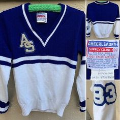 vintage cheer sweater AS 83 Cheerleader Supply Co Dallas Texas size 36 | eBay 2000s Cheerleader Outfit, Sporty Fitted Crew Neck Sweater, Sporty Winter School Sweater, White Winter Sweater For School, Winter College Sweater With School Spirit, Sporty Fall Sweater For School, Varsity Sweater For Game Day In Winter, Collegiate Sports Sweater For Fall, Varsity Sports Sweater For Winter