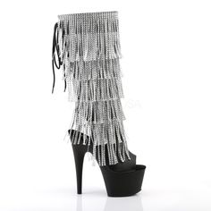 7 Inch Heels, Alternative Shoes, Festival Shoes, Dance Heels, Fringe Ankle Boots, Rhinestone Fringe, Punk Boots, Pleaser Shoes, Black Platform Boots