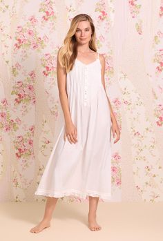 White Lily "Elise" Cotton Nightgown Ballet Gown, White Nightgown, Eileen West, Character Clothes, Cotton Nightgown, Floral Pajamas, White Lily, Striped Pyjamas, Favorite Daughter