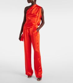 High-rise silk satin wide-leg pants in red - The Sei | Mytheresa Satin Wide-leg Evening Pants, Chic Silk Wide Leg Pants For Summer, Elegant Silk Wide Leg Pants For Summer, Chic Satin Wide Leg Pants For Party, Chic Wide Leg Satin Pants For Party, Luxury Wide-leg Silk Pants, Luxury Silk Wide Leg Pants, Silk Wide-leg Pants For Party, Luxury Silk Wide-leg Pants