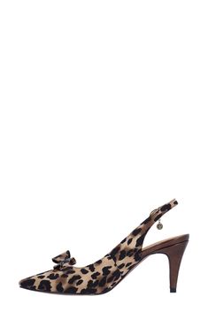 An asymmetric vamp bow creates modern intrigue on an occasion-ready slingback pump balanced by a pointy toe and tapered heel. 2 3/4" heel Adjustable slingback strap with buckle closure Memory foam cushioning Textile upper/synthetic lining and sole Imported Brown High Heel Slingback Pumps With Wrapped Heel, Brown Pointed Toe Slingback Pumps For Party, Brown Low Heel Slingback Pumps For Party, Brown Slingback Pumps With Sculpted Heel For Party, Chic Brown Slingback Sandals With 4-inch Heel, Brown High Heel Slingback Pumps For Party, Chic Open Toe Slingback Pumps With Bow, Brown Kitten Heels With Sculpted Heel For Evening, Elegant Brown Open Toe Kitten Heels