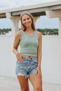 Ribbed tank top with double layer straps. Henley is wearing a size smallFittedSize Chart:Small: Bust: 34 in. Medium: Bust: 36 in. Large: Bust: 38 in. HEY BABE! WE ONLY OFFER STORE CREDIT FOR RETURNS! Feel free to email us or DM us on Instagram with any questions regarding fit or sizing or our return policy in general. Ribbed Camisole Tank Top For Spring, Spring Ribbed Cami Tank Top, Spring Crop Top Tank Top, Spring Crop Top Tank Top For Everyday, Spring Everyday Crop Top Tank Top, Ribbed Tank Top For Summer Day Out, Summer Ribbed Tank Top For Day Out, Summer Ribbed Crop Top For Layering, Green Tank Top For Spring Layering