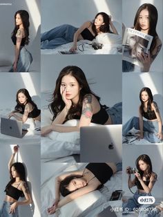 an image of a woman laying in bed with her laptop