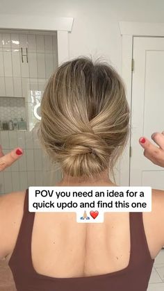 Lainey Ostrom | You don’t have to have hair experience to be able to do this updo! It’s quick, easy, and cute 😍 - #updohairstyles #updostyles #quickhair… | Instagram Very Easy Updos, Old Updo Hairstyles, Best Hair Bun Styles, Updos Easy Quick, Easy Wedding Guest Updo Hair Tutorials, How To Do A Fancy Low Bun, Up Do Fine Hair Easy, Easy Elegant Updo For Fine Hair, Short Hair Easy Bun