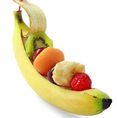 a banana that has some fruit in it