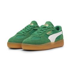 Straight From Our Archives, It's The Puma Palermo. This Classic Terrace Shoe Debuted In The 80's And Now, We've Brought It Back For The Fans. With Its Signature T-Toe Construction And Classic Gum Sole, This Version Features A Textile Upper With A Synthetic Puma Formstrip, Suede Overlays, And A Semi-Transparent Rubber Tooling. Features & Benefits Puma's Leather Products Support Responsible Manufacturing Via The Leather Working Group: Www. leatherworkinggroup. com Details Regular Fittextile Uppersuede Overlaysmesh Lininglace Closuresemi-Transparent Rubber Midsole And Outsolesynthetic Puma Formstrippuma Branding Details | Puma Palermo, Fenty X Puma, Sneakers Puma, The 80's, Leather Products, Semi Transparent, Palermo, Leather Working, Women's Sneakers