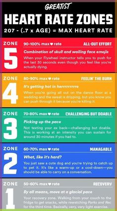 the heart rate zones are shown in this graphic style, with different colors and numbers