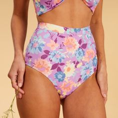 Brand New With Tag Sold Out Online Like Wildflowers Blooming From The Sea Seek The Sun In The Salty Blonde Halleys Garden High Waist Bikini Bottom. Crafted With Recycled Yarn, This Floral Swim Bottom Is A Cheeky Beauty With A Covers-The-Belly-Button High Rise Waist, Making It The Ideal Cut For Everything From Sun To Surf. Salty Blonde Halleys Garden High-Waisted Bikini Bottoms Style Abjx400631 Features: Women's High-Waisted Bikini Bottoms. Collection: Billabong X The Salty Blonde. Eco-Conscious The Salty Blonde, Painterly Flowers, Underwire Bathing Suits, Salty Blonde, Long Sleeve Swimsuit, Recycled Yarn, Oui Oui, Swimsuit Cover Ups, Cheeky Bikinis