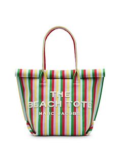 MARC JACOBS The Striped Jacquard Beach Tote Bag Handbags - Bloomingdale's Summer Shoulder Bag With Embroidered Logo And Double Handle, Summer Shoulder Bag With Double Handle And Embroidered Logo, Summer Shopping Bags With Embroidered Logo, Summer Shoulder Bag With Embroidered Logo, Tote Style, Summer Tote Shoulder Bag With Embroidered Logo, Multicolor Bags With Embroidered Logo For Everyday Use, Multicolor Rectangular Bag For Poolside, Multicolor Rectangular Poolside Bag, Herringbone Texture