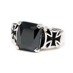 * CONDITION * Brand New & Handmade Finished with Highly Polished * Highest Attention to Details * 100% Handcrafted By Skill Full Silver Smiths * Highest Quality Of Solid Sterling Silver ( NOT PLATED ) * With 925 Stamping * Black Cubic Zirconia * MEASUREMENT * Ring Face Length : 10mm ( Approx ) * Ring Face Width : 10mm ( Approx ) * Weight based on US size 9 : 10gm ( Approx ) * Free Shipping to your doorstep * Signature of Delivery Required * Delivery Duration May Be Vary Depends on your Count Black Sterling Silver Punk Rings, Black Biker Style Ring As Gift, Black Gothic Jewelry For Biker Events, Black Biker Rings For Biker Events, Edgy Black Jewelry For Biker Events, Rocker Rings, Biker Rings Mens, Sugar Skull Ring, Ring Day