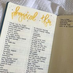 an open notebook with some writing on it and the words tropical hoa written in yellow ink