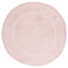 a round rug with white dots on the center and pink carpet in the middle, against a white background