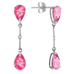 Item: 1718 Description 14k. Gold Diamonds & Pink Topaz Dangling Earring (White Gold) Secured By Post Friction Push Backs A Pair Of Drop Earrings Featuring Natural Pink Topaz With A Glint Of Genuine Diamonds. Item Information Metal: 14k. Solid Gold Metal Weight: 3.10 Gr. Diamonds 2 Round Cut, K-M Color, Si-1 Clarity = 0.01 Ct Gemstones 4 Pear Shape, 9x6 Mm, Pink Topaz = 7.00 Ct Measurements Height: 1.38 In ( 35.1 Mm) Width: 0.24 In ( 6.1 Mm) Classic Pink Drop Jewelry, Pink Diamond Earrings In Sterling Silver, Fine Jewelry Pink Diamond Earrings For Formal Occasions, Pink Diamond Earrings For Formal Events, Fine Jewelry, Pink Diamond Earrings For Formal Occasions, Pink Sterling Silver Earrings With Diamond Accents, Fine Jewelry Pink Briolette Earrings, Pink Teardrop Jewelry With Prong Setting, Pink Diamond Accent Earrings For Formal Occasions