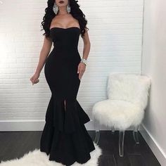 Black mermaid dress with spaghetti straps#eveninggown #datenight #affordablefashion #partydress #musthave #cocktaildress #wardrobeessentials