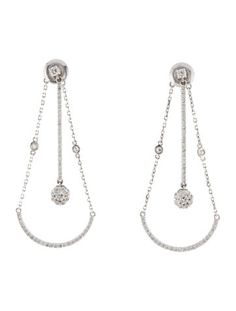 Rhodium-Plated 14K White Gold White Sterling Silver Long Drop Chandelier Earrings, White Gold Brilliant Cut Chandelier Drop Earrings, White Teardrop Sterling Silver Chandelier Earrings, Nickel-free Long Drop Crystal Earrings In Sterling Silver, Nickel-free Sterling Silver Drop Chandelier Earrings, Cartier Jewelry, Diamond Drop Earrings, Diamond Drops, Saint Laurent Bag