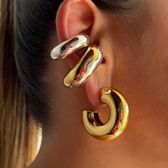 Faster shipping. Better service Stile Hip Hop, نظارات شمسية, Chunky Hoop Earrings, Wrap Earrings, Gold Ear Cuff, Silver Ear Cuff, Ear Cuff Earings, Styl Retro, Ear Cuffs