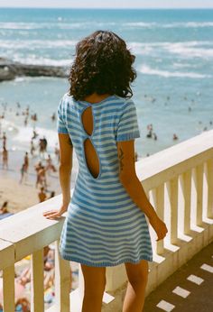 The Short Sleeve Floriana Dress in acqua is a soft striped cotton blend mini dress featuring cut out detailing at the back. Fit: True to Size. Model wears size small. Sizing: XS - XL Materials: 60% Cotton, 40% Polyester Ciao Lucia, Cut Out, Cotton Blend, Mini Dress, Dresses, How To Wear