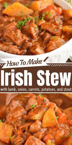 Irish Stew is a flavorful and comforting dish made with lamb, onion, carrots, potatoes, and stout. The ingredients are very simple but there’s so much flavor from a few additional ingredients and the cooking technique. Instructions for Dutch oven and Instant Pot are both included! Beef Stew Crock, Lamb Stew Recipes, Classic Beef Stew, Carrots Potatoes, Easy Crockpot Dinners, The Slow Roasted Italian, Irish Stew, Lamb Stew, Best Soup Recipes