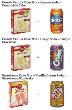 an image of different types of cake mix and ice cream sodas for sale on the internet