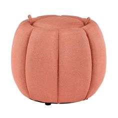 an orange ottoman that is sitting on a white background