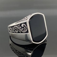 Silver Bull Head Signet Men's Ring , Onyx Stone Man Ring , Oval Onyx Stone Ring , Taurus Silver Men Ring , 925k Sterling Silver Ring ★Item Details * Gender : Male / Female * Material : 925K Sterling Silver * Total weight : 13 Grams * Gemstone : Onyx Stone ✔ Ready to Ship in 1-2 Business Days .. ✔ Shipped to the Worldwide 1-5 business days with free shipping... ✔ The product will be sent to you with a handmade wooden box to avoid any damage during shipping... ✔ Visit our store, browse other Men's Black Engraved Ring With Polished Finish For Formal Occasions, Formal Black Engraved Ring With Polished Finish, Elegant Black Sterling Silver Engraved Ring, Elegant Black Engraved Sterling Silver Ring, Classic Black Sterling Silver Signet Ring, Luxury Black Engraved Ring In Sterling Silver, Classic Black Engraved Ring With Black Enamel, Black Sterling Silver Hallmarked Engraved Ring, Black Sterling Silver Hallmarked Signet Ring