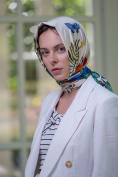 A truly unique scarf made from 100% natural silk twill.  The material is incredibly thick and has a luxurious feel.  Every element was hand-drawn. Edges are carefully rolled and hand-stitched. A rare accessory that will make you stand out from the crowd. Designed and lovingly produced in the UK 🇬🇧by Fairy Tale Silk. White Silk Scarf Shawl, Luxury Silk Scarves With Floral Print, Luxury Silk Floral Print Scarves, Patterned Silk Scarf Shawl, Patterned Silk Shawl Scarf, Multicolor Silk Headscarf For Spring, Silk Floral Print Shawl Scarf, White Bohemian Silk Scarves, White Silk Shawl Scarf