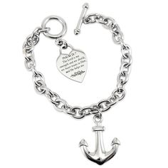 Shields of Strength - Stainless Steel Heart Bracelet with Anchor-Hebrews 6:19, $99.99 (http://www.shieldsofstrength.com/stainless-steel-heart-bracelet-with-anchor-hebrews-6-19/) Hebrews 6, Anchor Charm, Anchor Bracelet, Popular Jewelry, Tiffany Heart, Heart Bracelet, Heart Charm Bracelet, Heart Charm, The Lord