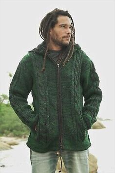 Top Seller for Wool Green Fleece Lined Hoodie Jacket Aran Cableknit Detachable Hood Zip Pockets, Jackets Hippie Jacket, Bohemian Jackets, Winter Boho, Lined Hoodie, Thick Wool, Comfortable Sweater, Green Coat, Oversized Jacket, Fleece Coat