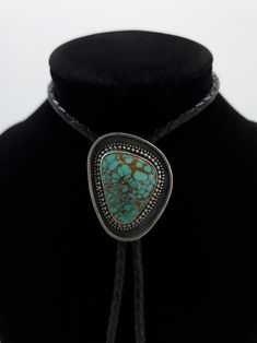 Number 8 Mine Turquoise Bolo Tie B018 - Etsy Thailand Formal Turquoise Engraved Jewelry, Western Turquoise Jewelry With Patina, Collectible Turquoise Jewelry With Large Stone, Artisan Turquoise Jewelry For Formal Occasions, Turquoise Concho Ring For Gift, Turquoise Concho Ring As Gift, Turquoise Concho Ring As A Gift, Oval Concho Jewelry Gift, Western Style Turquoise Gemstone Jewelry