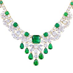 This charming collection is perfect for a special occasion. A cascade of ice white and vivid green gems shimmer across your neckline and sparkle from your earlobe. Just over 80 carats of these delightful signature Diamondeau®, the supreme diamond alternative, in classic cushion, pear and round cuts are handset into this piece. The luxurious 18ct yellow finish completes the look of this superb collection Emerald Cut Engagement Rings Vintage, Layered Diamond Necklace, Classic Cushions, Bridal Diamond Necklace, Dainty Diamond Necklace, Solitaire Necklace, Diamond Alternatives, Diamond Solitaire Necklace, Emerald Engagement Ring Cut