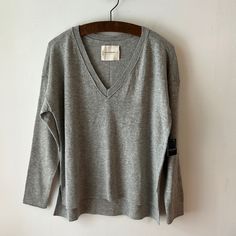 Lucky Brand Nwt V-Neck Relaxed Fit Gray Sweater. Soft And Cozy. Gray V-neck Sweater For Loungewear, Trendy V-neck Sweater For Everyday, Spring Everyday V-neck Sweater, Gray V-neck Sweater For Spring, Everyday Relaxed Fit V-neck Sweater, Relaxed Fit Long Sleeve V-neck Top For Fall, Fall Relaxed Fit Long Sleeve V-neck Top, Relaxed Fit V-neck Top For Fall, Casual V-neck Top For Fall Loungewear