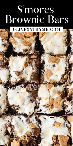 s'mores brownie bars with chocolate and marshmallows on top