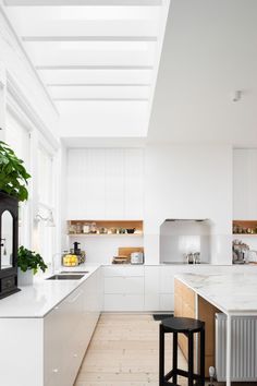 20 White Kitchen Design Ideas Slab Kitchen Cabinets, Contemporary Style Kitchen, True Character, Kitchen Tour, Roof Detail, True Identity