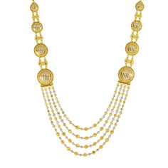 Elevate your wedding ensemble with this elegant 22k gold necklace and earrings set by Virani Jewelers. Crafted with precision and adorned with intricate beaded details, this multi-tone gold bridal jewelry set exudes sophistication and charm. Embrace the beauty of Indian gold jewelry craftsmanship and make a statement of refined taste with this stunning gold set.Features• 22k yellow gold• 22k white gold• Filigree• BeadingNecklace Specifications:• Minimum Width - 1.75 millimeters• Maximum Width - 22k Yellow Gold Bollywood Bridal Necklace, Yellow Gold Bollywood Bridal Necklace, Dual-tone 22k Gold Necklace For Weddings, Bollywood 22k Yellow Gold Bridal Necklace, Wedding Dual-tone 22k Gold Necklace, Bollywood Style 22k Yellow Gold Bridal Necklace, Gold Temple Necklace With Cutdana For Receptions, Gold Round Jewelry Sets For Reception, Gold Dual-tone Necklace For Formal Occasions