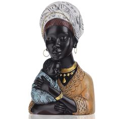 PRICES MAY VARY. 【African Decor】Modern home Statue Design African Sculpture,The mother holding child statue pay a tribute to the great maternal love.is a very meaningful souvenir mother son figurine.The biggest regret in life is companionship.We run around for a living, but we lose our most precious companionship 【Great design】Creative Light Luxury African American Figurines,Female African Figurines Bust Sculpture,Capture the heart-warming moments in life and show the great mother's love with ar Ingangs Decor, African American Figurines, Baby Statue, African Figurines, Unique Flower Vases, African Artwork, African Princess, Bust Statue, African Decor