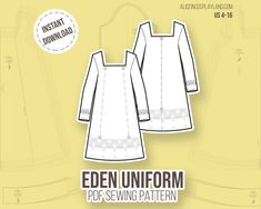 the edenn uniform sewing pattern is shown