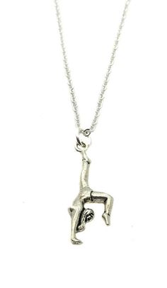 "18 inch silver finished necklace with a 1 inch extender, with an antiqued silver 29mm x 12mm (1.14\" x 0.47\") Gymnast Charm. The charm is made with lead and nickel FREE zinc alloy. Quick link back our store's homepage: http://www.etsy.com/shop/HeartProjects?ref=pr_shop Find us on facebook for new listings and inspirational messages: http://www.facebook.com/HeartProjects Visit our website: http://www.heartprojects.com" Adjustable Silver Charm Necklace For Gift, Adjustable Sterling Silver Dangle Charm Necklaces, Adjustable Dangle Charm Necklaces In Sterling Silver, Adjustable Metal Dangle Charm Necklaces, Adjustable Sterling Silver Charm Necklace, Adjustable Silver Pendant Charm Necklaces, Adjustable Silver Pendant Charm Necklace, Adjustable Silver Necklace With Charms, Adjustable Antique Silver Sterling Silver Necklace