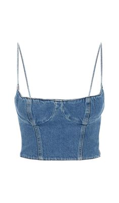 Chic Cropped Denim Blue Crop Top, Chic Denim Blue Cropped Crop Top, Chic Cropped Cotton Denim Top, Chic Denim Blue Cotton Crop Top, Trendy Cropped Cotton Denim Top, Trendy Cropped Tops With Zipper Closure, Trendy Cropped Top With Zipper Closure, Fitted Denim Blue Cotton Crop Top, Fitted Cotton Crop Top In Medium Wash