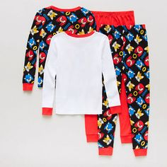 Speed into dreamland with this fun 4-piece Sonic the Hedgehog pajama set for little and big boys. Made from cotton, it ensures comfort while sleeping or lounging. The top has long sleeves and a crew neck, while the pants have a full elastic waistband. The fun designs will capture your child's imagination, making bedtime something to look forward to.# Pieces In Set: 41st Piece Description: Top1st Piece Fabric: Knit1st Piece Fiber Content: 100% Cotton1st Piece Care: Tumble Dry, Machine Wash2nd Pi… Multicolor Cartoon Print Sleepwear For Pajama Party, Multicolor Cotton Sleepwear With Cartoon Print, Fun Character Print Loungewear Sets, Fun Loungewear Sets With Character Print, Playful Multicolor Cartoon Print Sleepwear, Fun Cotton Sleep Sets, Fun Cotton Sleepwear Set, Multicolor Long Sleeve Playwear Sets, Long Sleeve Graphic Print Playtime Sets