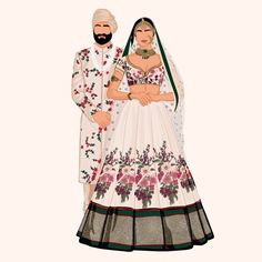 Couple Illustrations, Indian Invitations, خواتم خطوبة, Desi Art